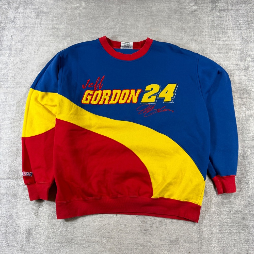 Vintage Jeff Gordon Sweatshirt Mens Large Blue NASCAR 24 Racing Colorblock